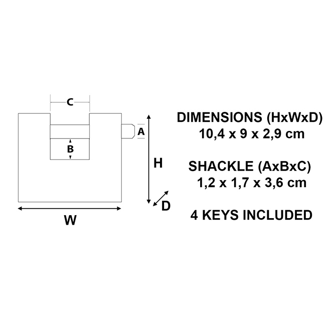 0007704_-90mm- Λουκέτο τάκος επινικελωμένος 90mm με ατσάλινο λαιμό - Image 4