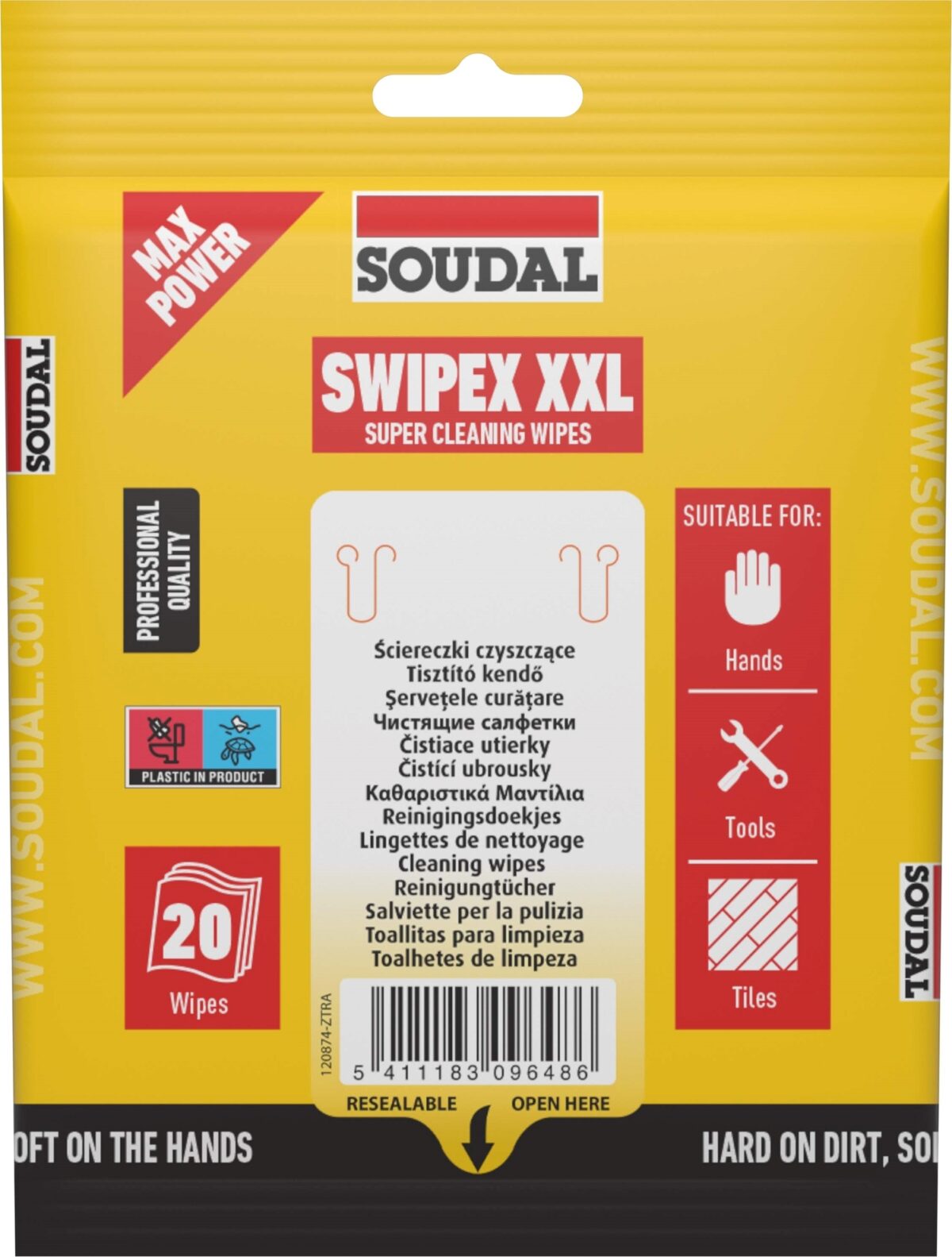 Swipex XXL pocket υγρά μαντηλάκια καθαρισμού γενικής χρήσης 20τεμ - Image 1