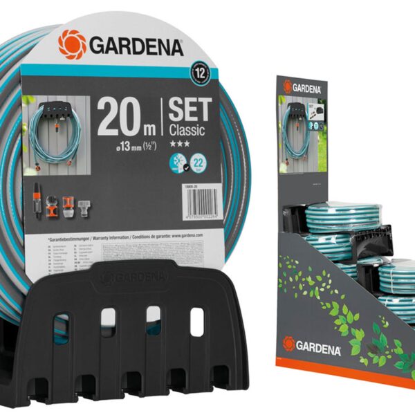 18005-50 Λάστιχο Gardena Classic 1/2"- 20m - Σετ με κρεμάστρα & συνδέσμους OGS