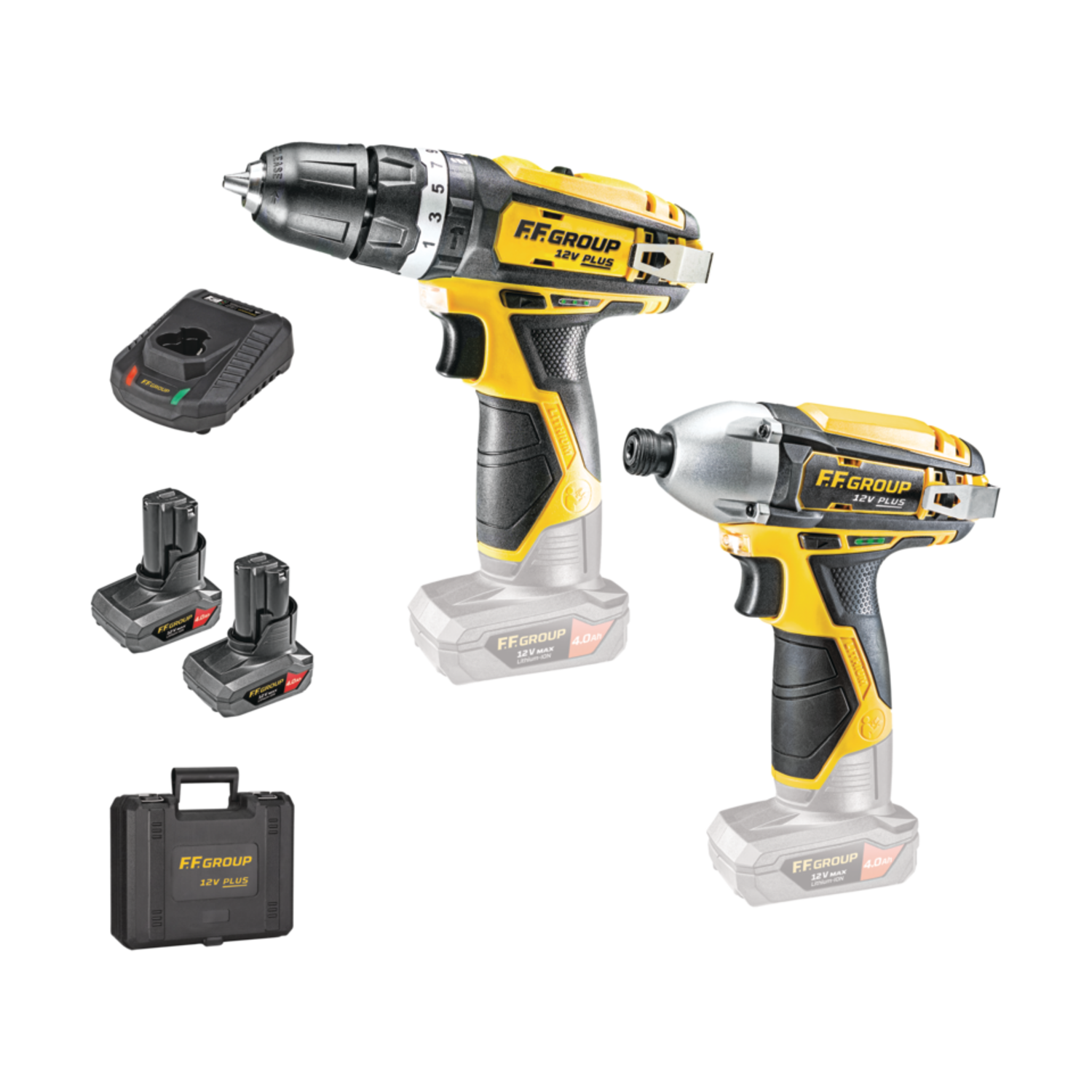 6613 Σετ - Κρουστικο Δραπανοκατσαβιδο & Παλμικο Κατσαβιδι Με 2X4,0Ah Μπαταριες Chd 12V Plus & Cid 12V/80 Plus F.F. Group - Image 1