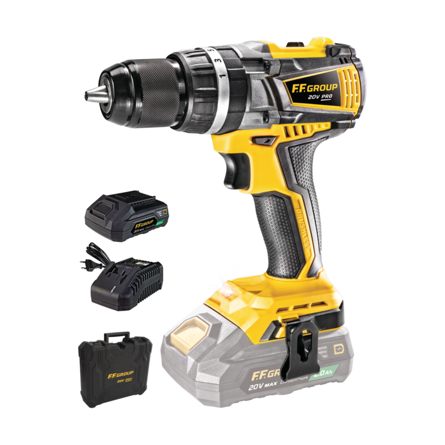 6674 Κρουστικο Δραπανοκατσαβιδο Μπαταριας Chd/60-Bl 20V Pro F.F. Group - Image 1